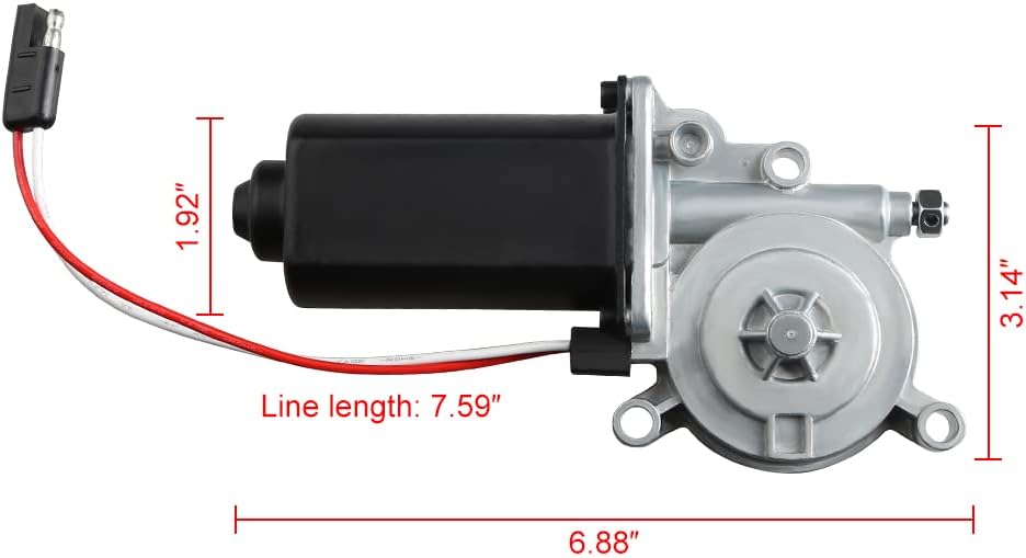 RV Awning Motor Replacement with Single 2-Way Connector, 12-Volt DC, 75-RPM E8110