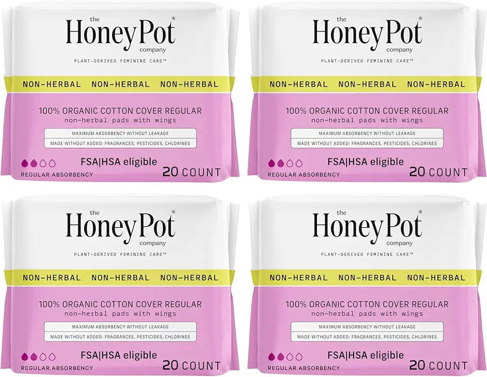 80 ct Regular Flow Sanitary Pads with Wings Organic Cotton Cover H81984
