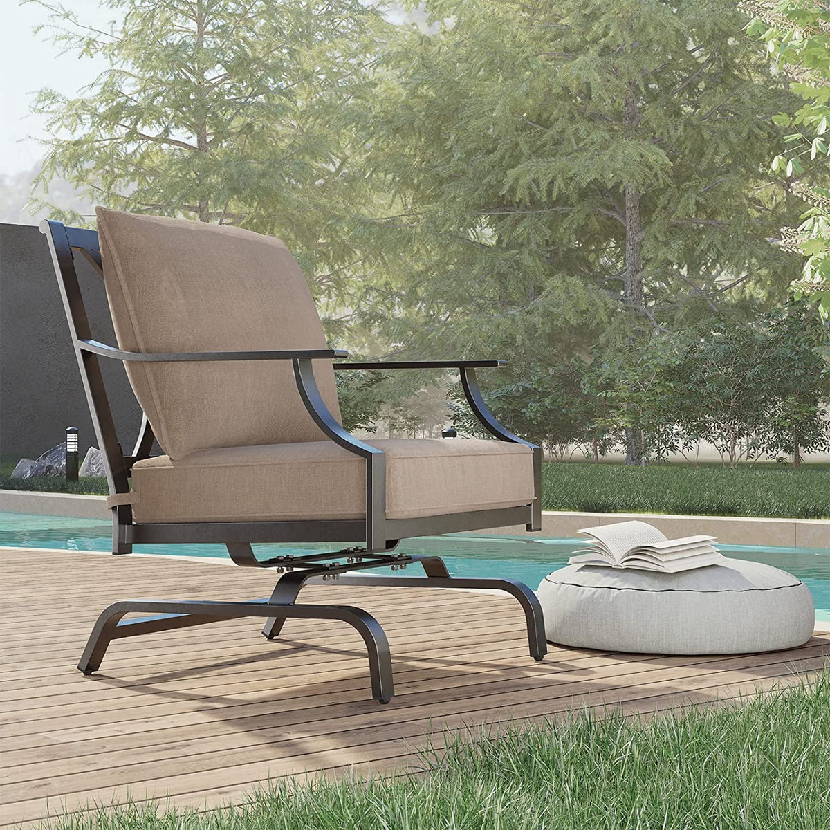 Beige Cushioned Rocking Chairs Set of 2 N2257