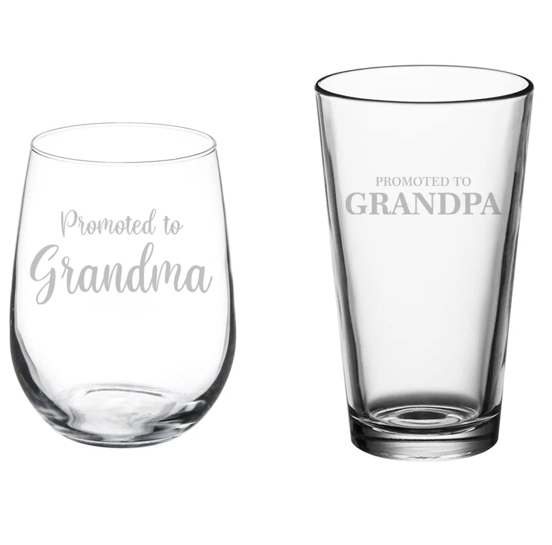 Set of 2 Stemless Wine & Beer Pint Glasses N6490