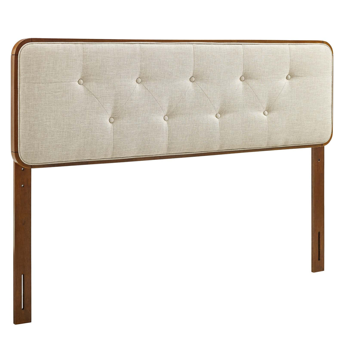 Queen Fabric and Wood Headboard in Walnut Beige L14217