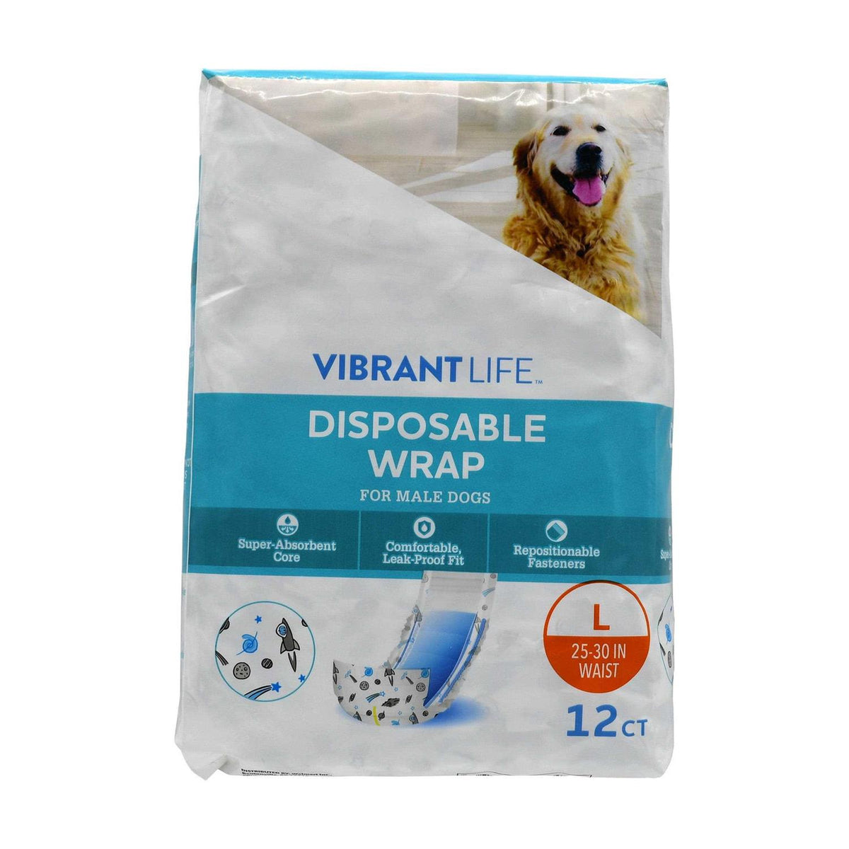 Disposable Incontinence Protection Wraps for Male Dogs A88604