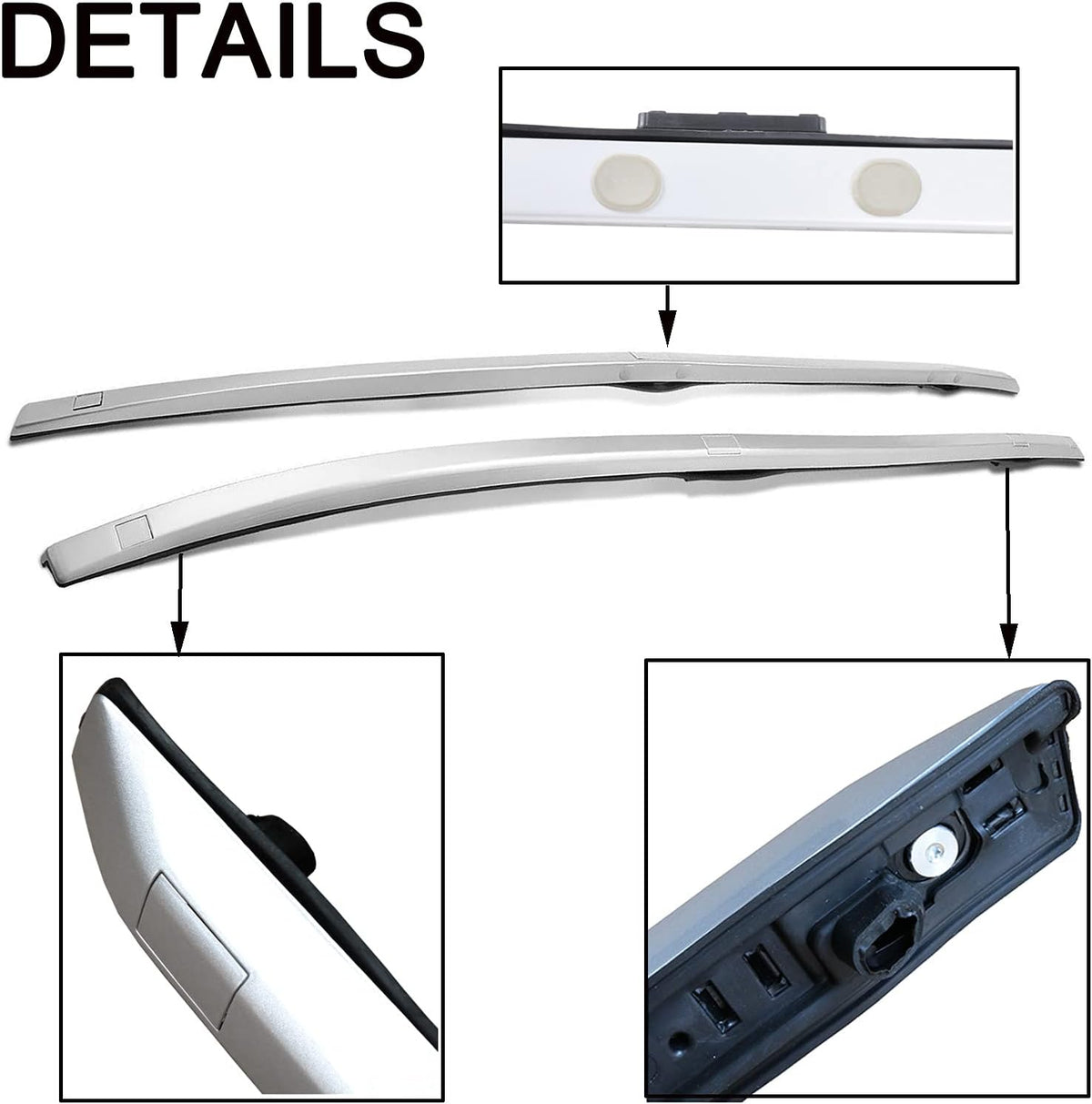 Silver 2 Pcs Car Roof Rack Side Rails M586