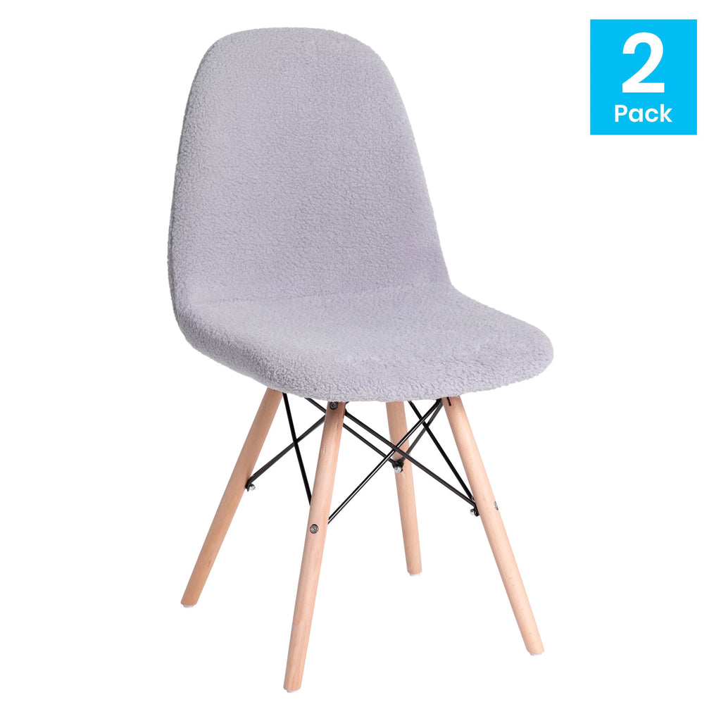Set of 2 Gray Faux Shearling Accent Chair N45291