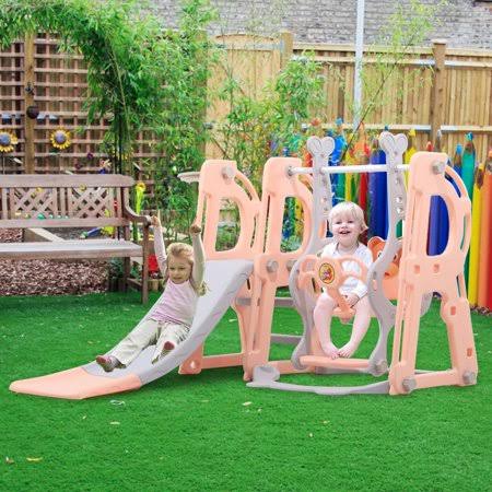 3 in 1 Toddler Climber Swing Set with Basketball Hoop O337