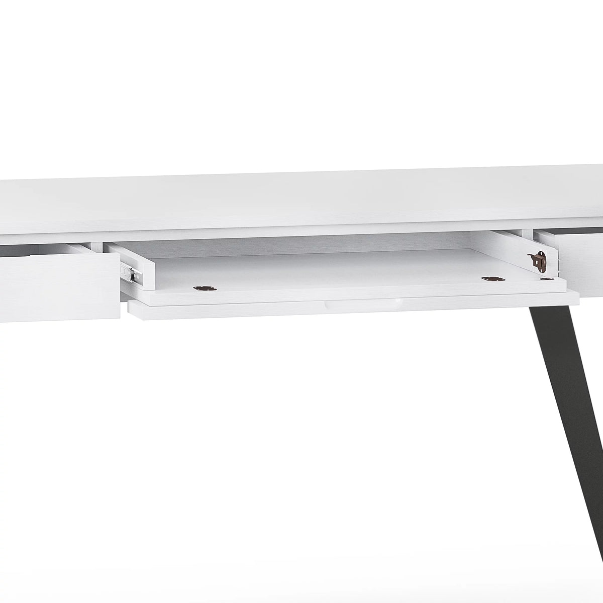 Distressed White Wood Desk with Keyboard Tray W1454