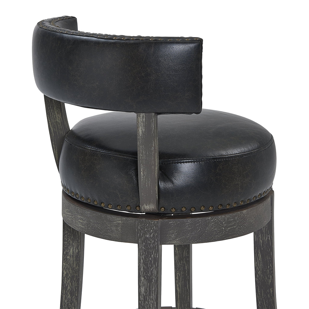 26" Wood Leather Swivel Counter Stool N36180