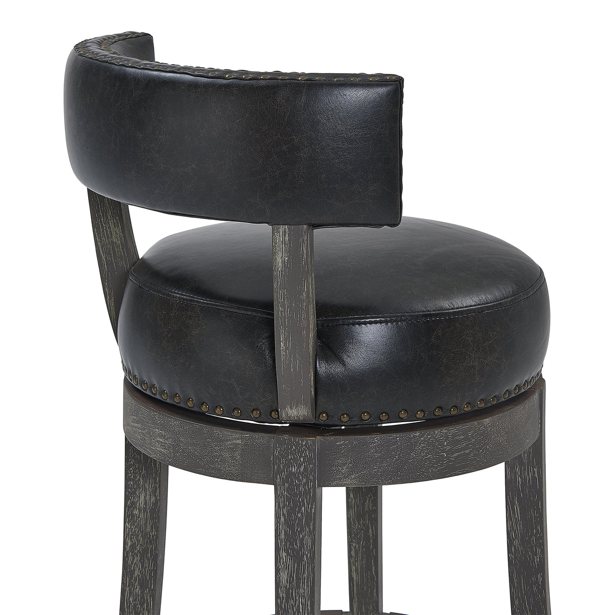 26" Wood Leather Swivel Counter Stool N36180