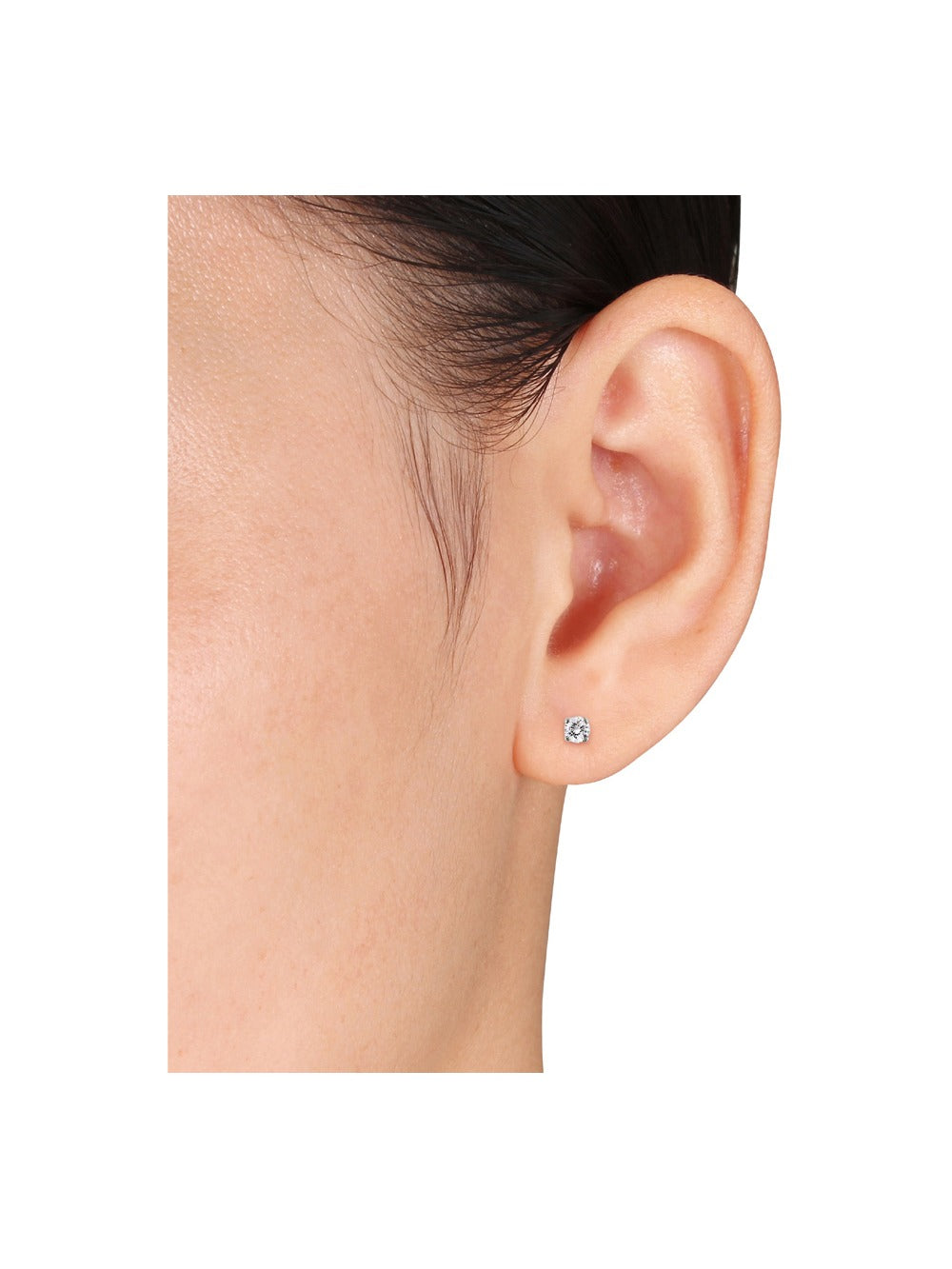 14K White Gold Diamond Solitaire Stud Earrings R9549