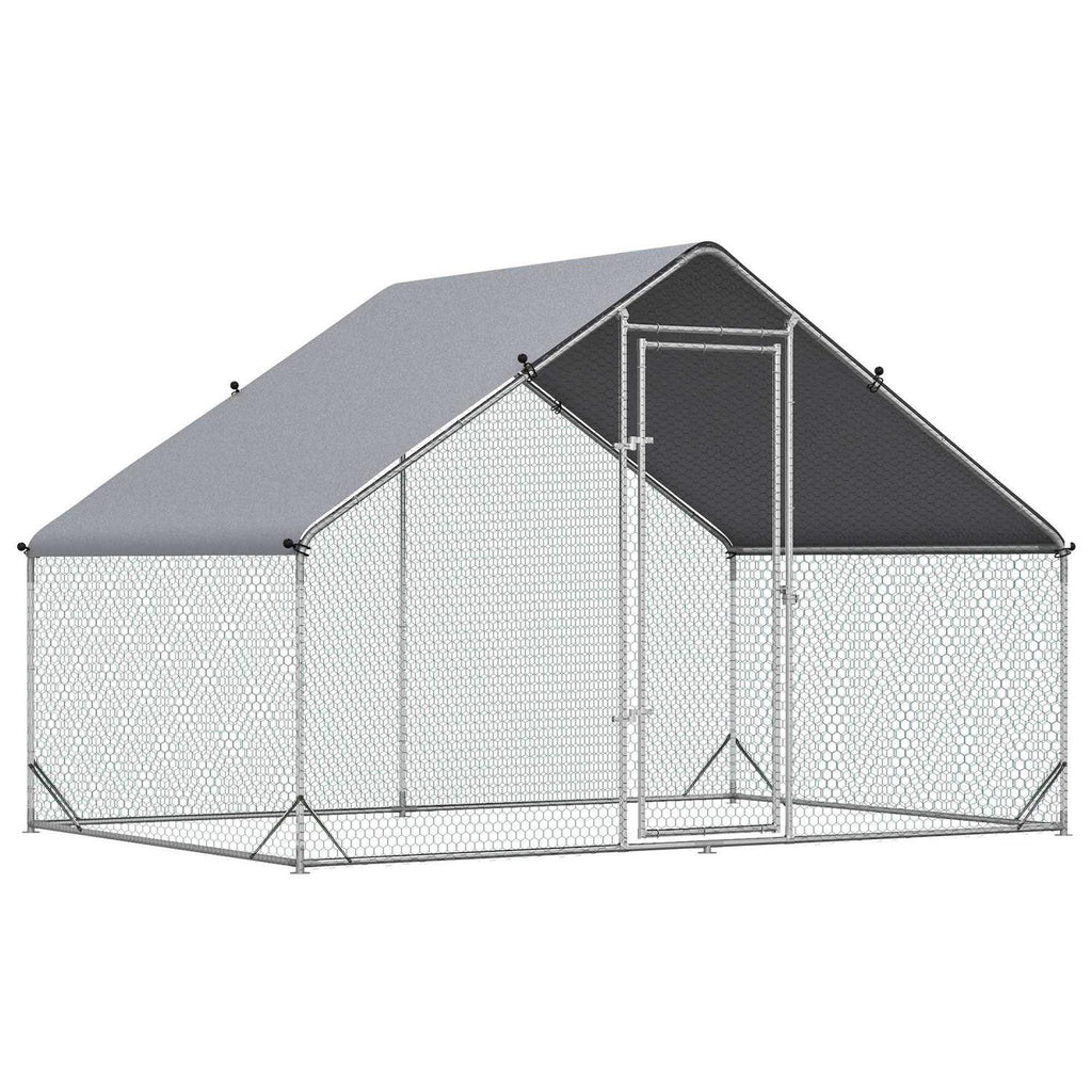 Large Metal Chicken Coop with Cover and Lockable Door S46767