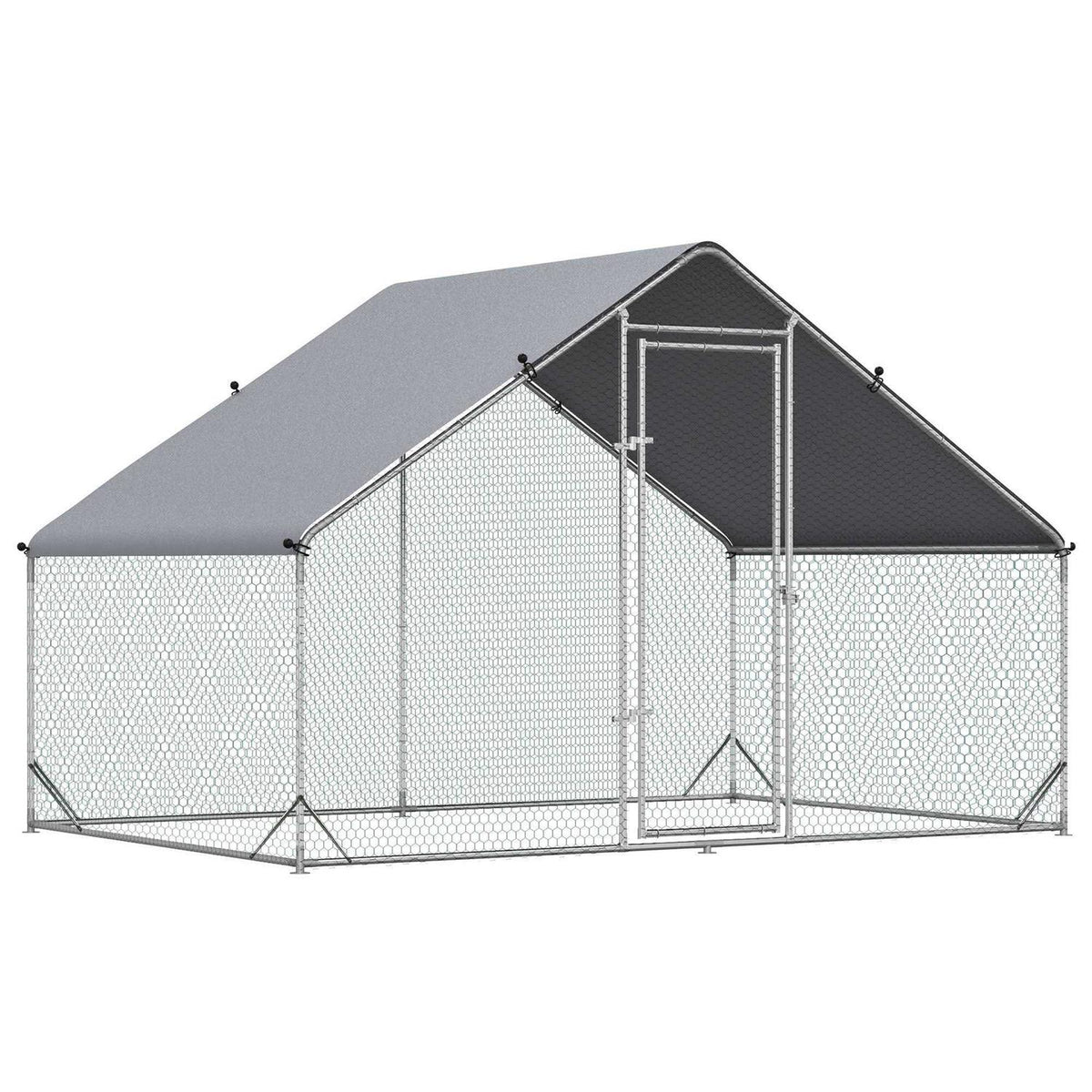Large Metal Chicken Coop with Cover and Lockable Door S46767