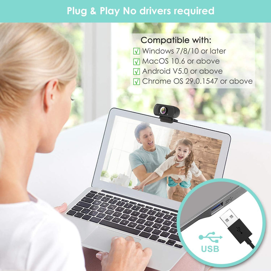 Black 1080P USB Webcam with Microphone L55053