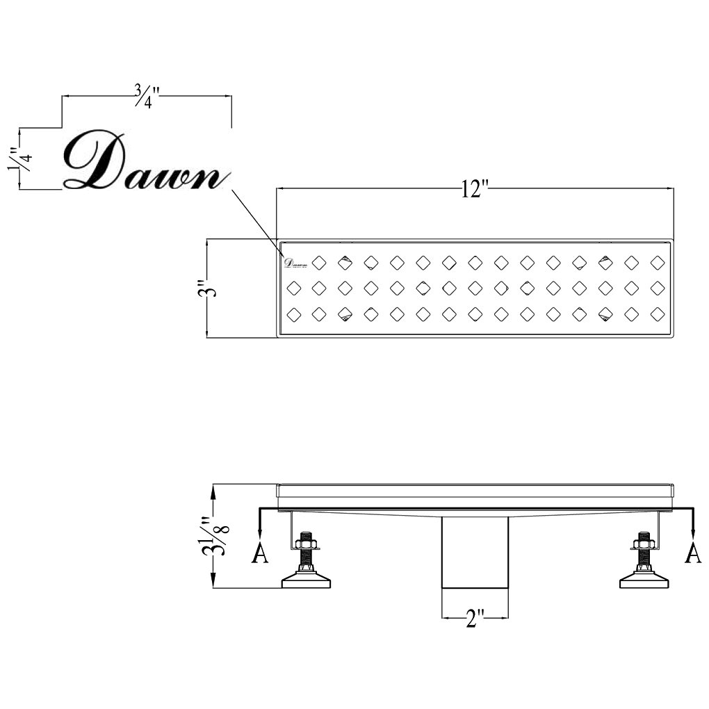 Linear Shower Drain 12x22L A411