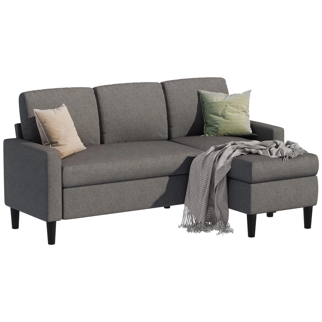 Convertible Sectional Sofa L-Shaped 3-Seat Couch with Reversible Chaise S57058