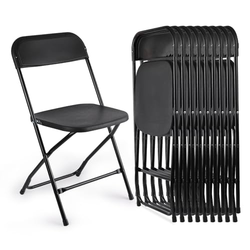 10 Pack White Plastic Folding Chairs 400lbs Capacity F904