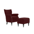Button-Tufted Rolled Armchair and Ottoman - Ruby Red Z241635