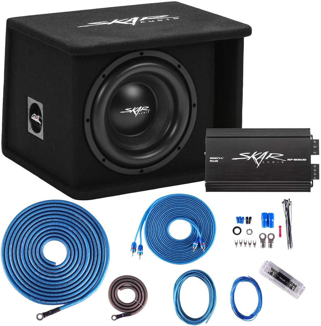 Single 10" Loaded Enclosure Subwoofer Bass Package with Amplifier A72461