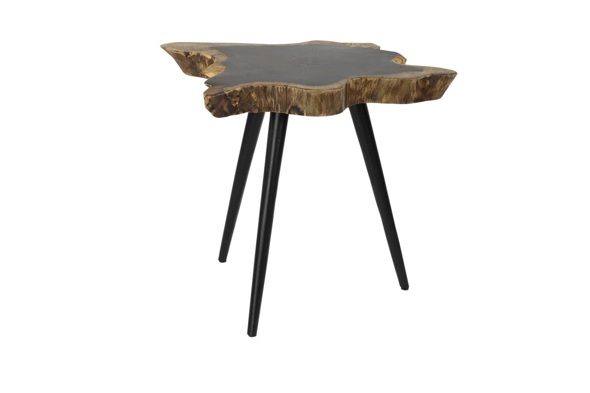Brown Rosewood and Metal Accent Table C232369