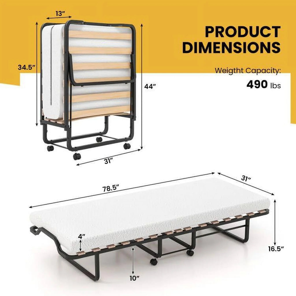 Folding Bed with 4 Inch Memory Foam Mattress N250646