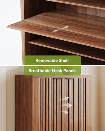 6-Tier Wooden Shoe Cabinet with Doors and Adjustable Shelves E904417