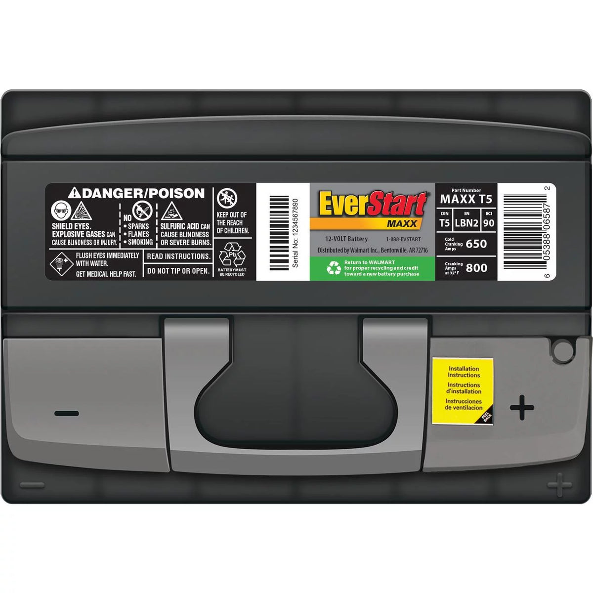 Lead Acid Automotive Battery Group Size T5 12 Volt 600 CCA J85683