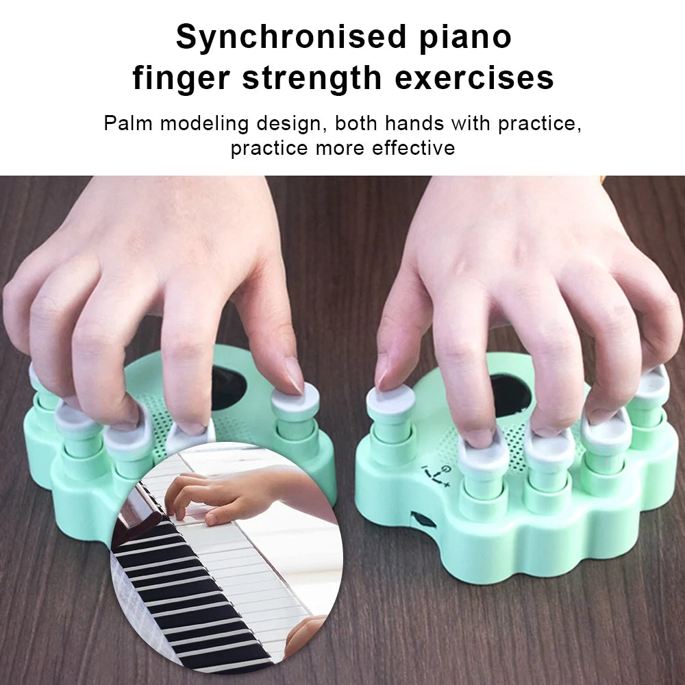 Hand Exerciser Trainer, 2Pcs Piano Hand Shape Corrector, Hand Strengthener with Speaker, Silicone Button, Anti-slip Design B84200