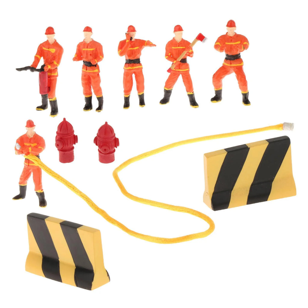 Miniature Firefighter Figures 1:50 Scale Model Train People Diorama Character W6636