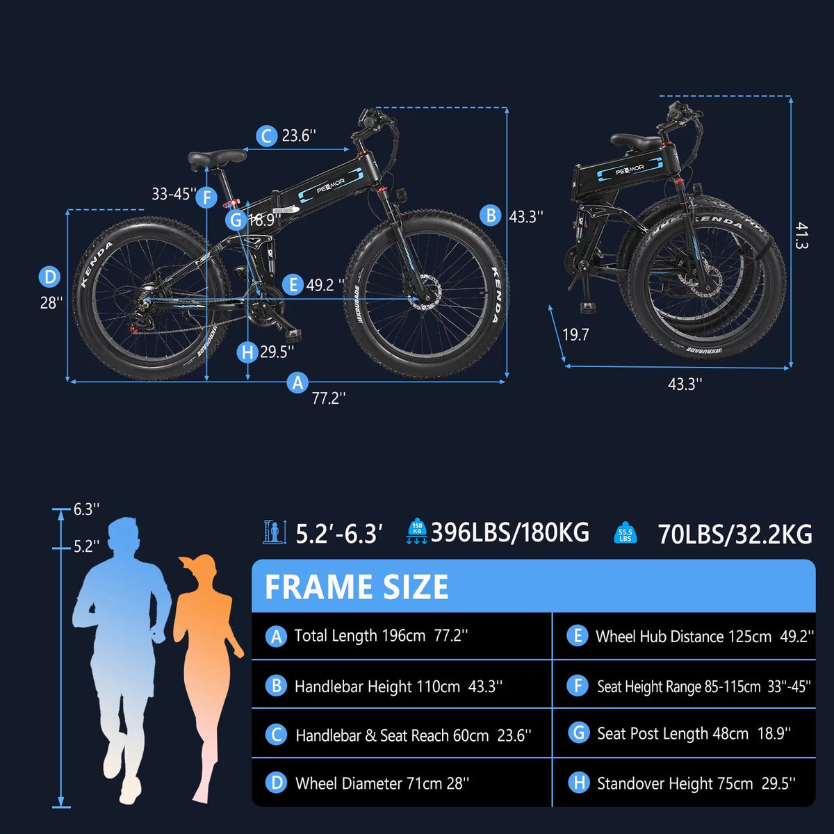 750W 48V 12AH Removable Battery 26" Fat Tire Folding Electric Bike H238