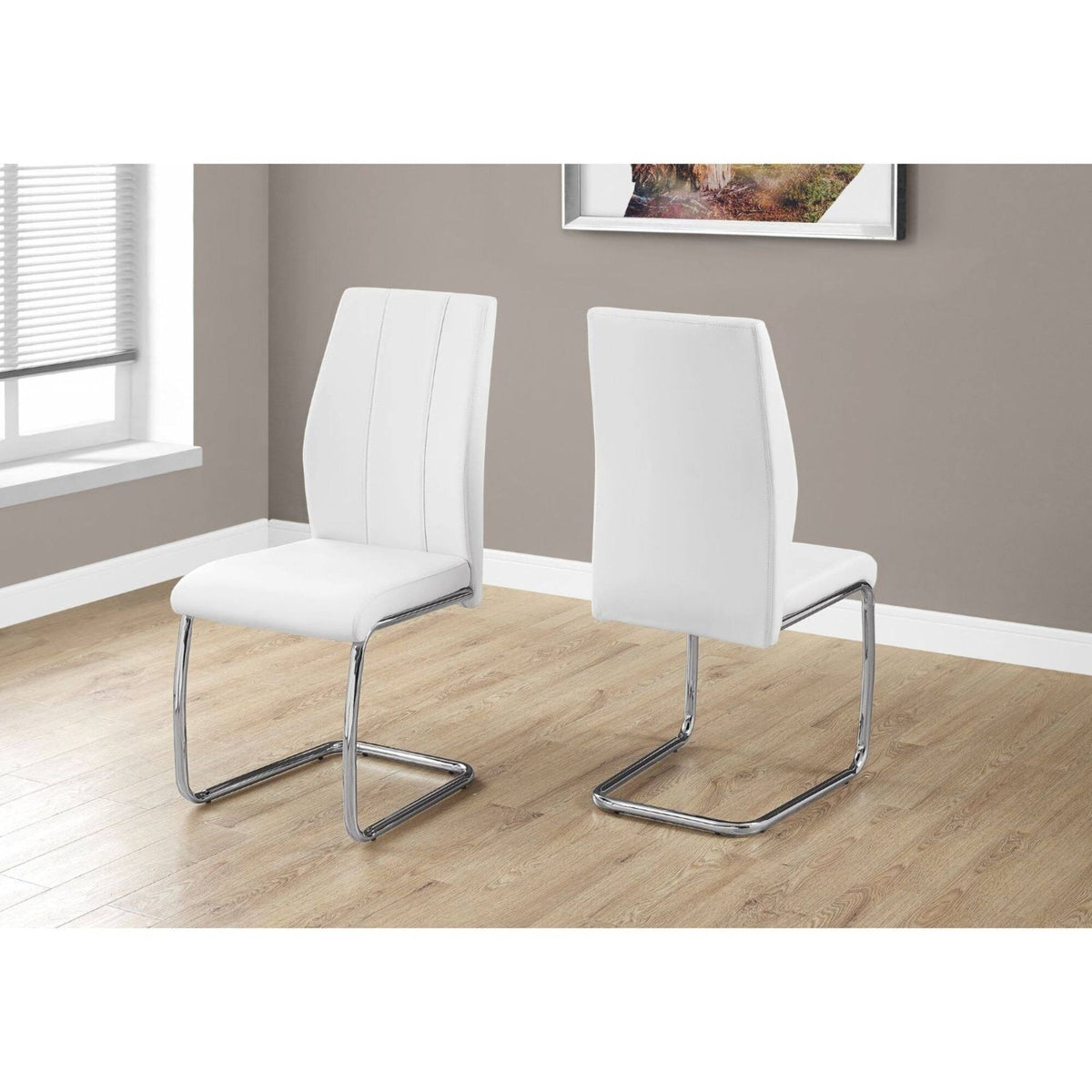 2 Piece Dining Chair Black Leather-Look Chrome V5786