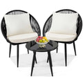 3 Piece Woven Rope Bistro Set with Cushions and Side Table G311991