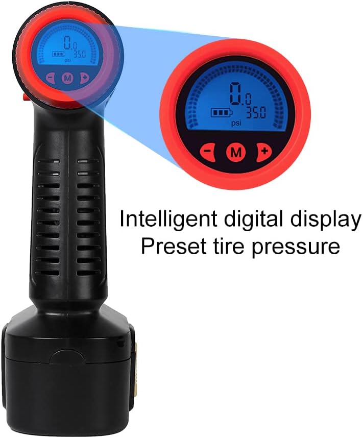 12V Cordless Car Tire Pump with Digital Pressure Gauge, LED Light, Rechargeable Battery Pack, Pack of 2 I911528