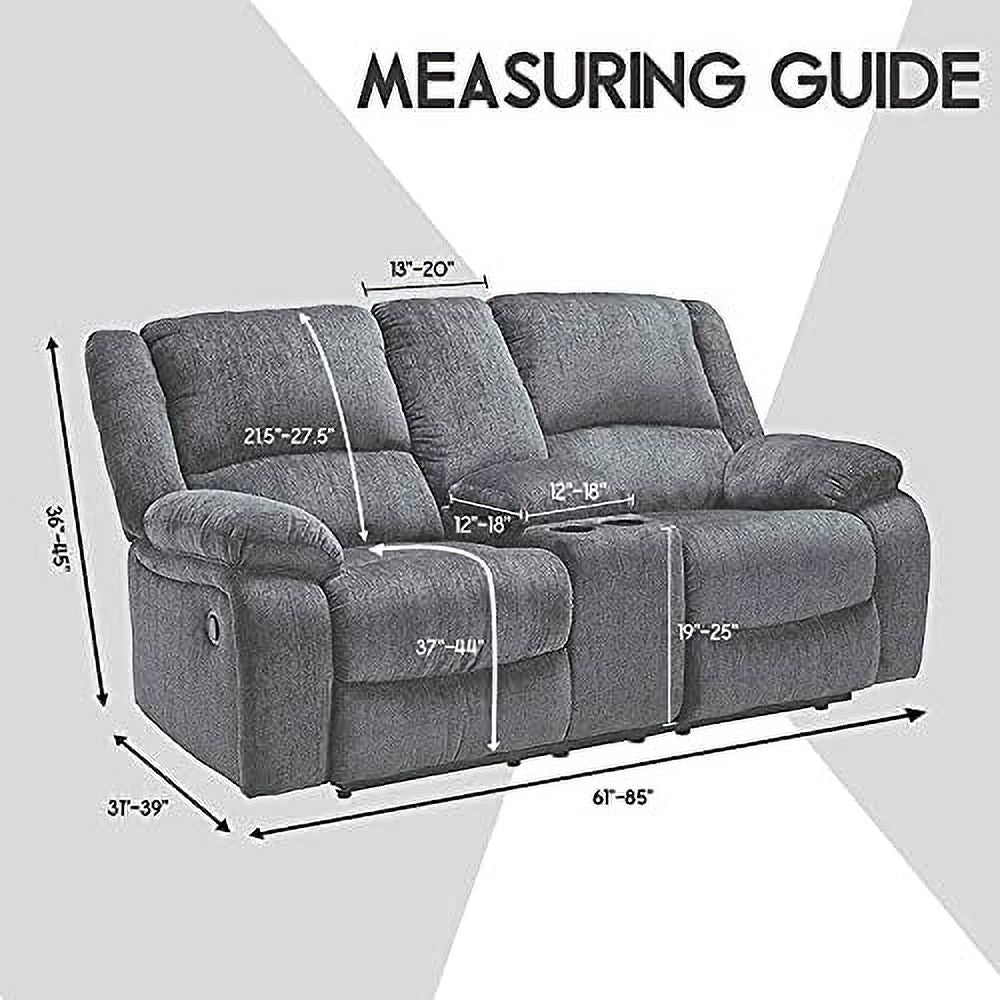 Ivory Velvet 2 Seater Loveseat Recliner Slipcovers with Middle Console A860583