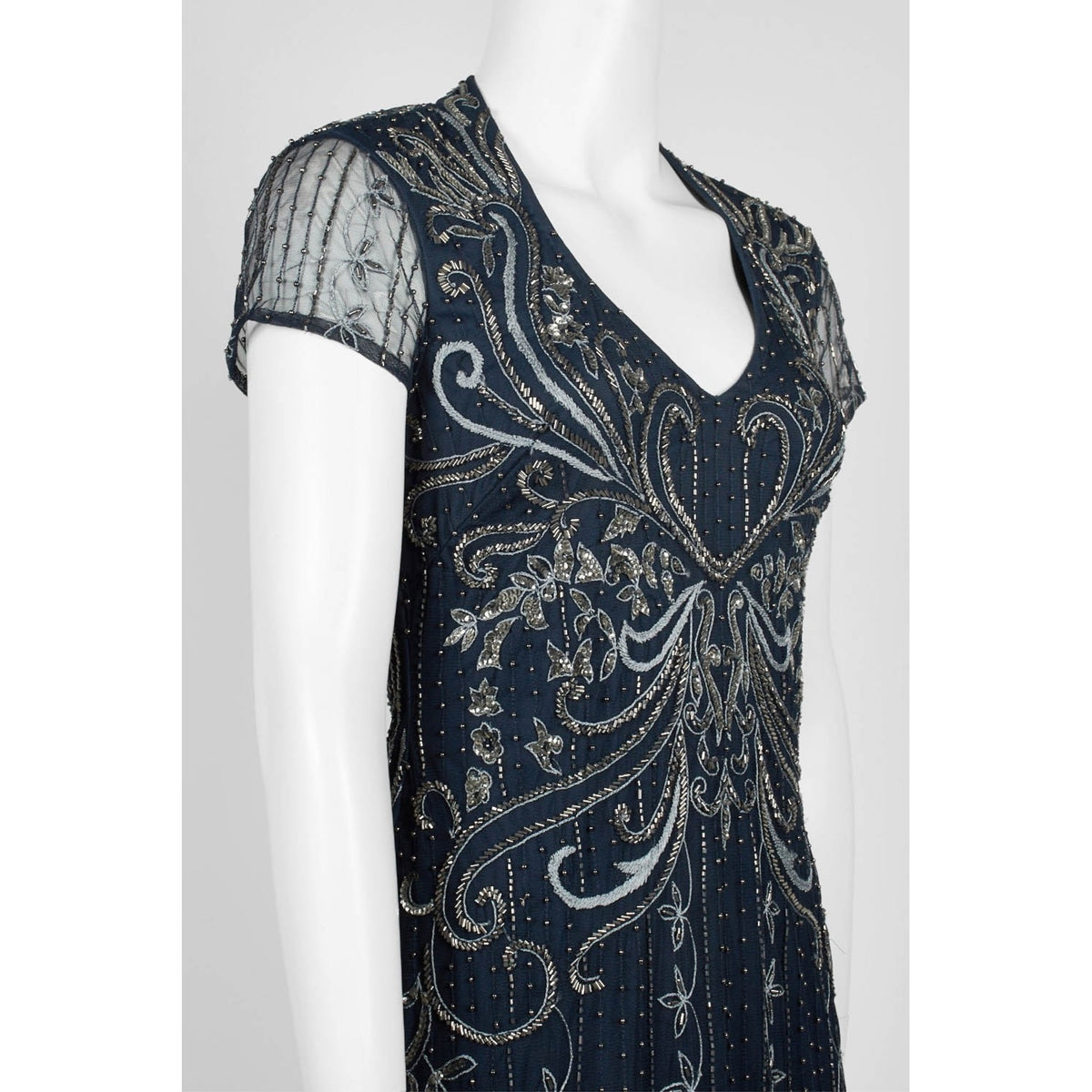 Beaded Gown Dress, Blue, 16 Q406567