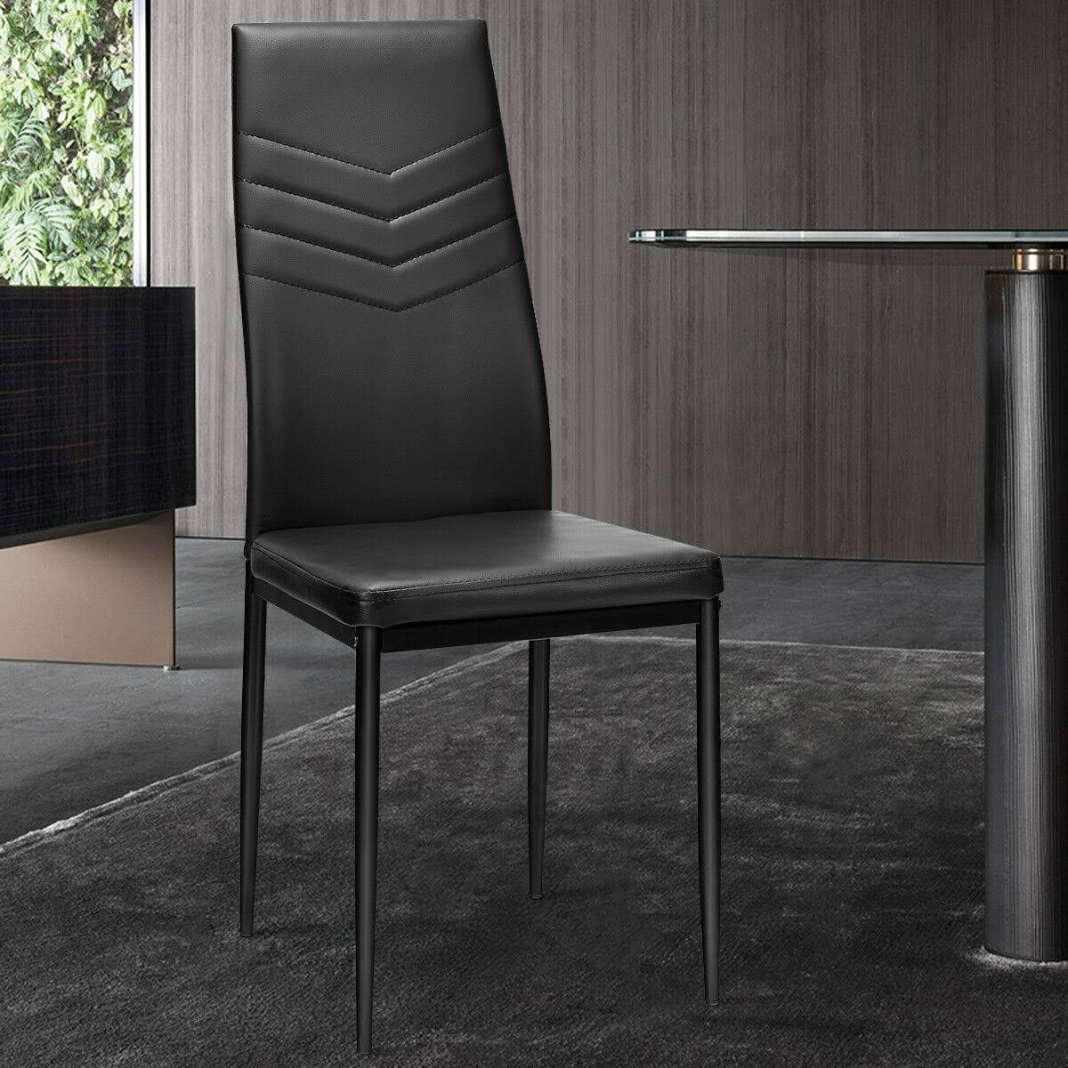 Black PVC Dining Side Chairs Set of 4 N494