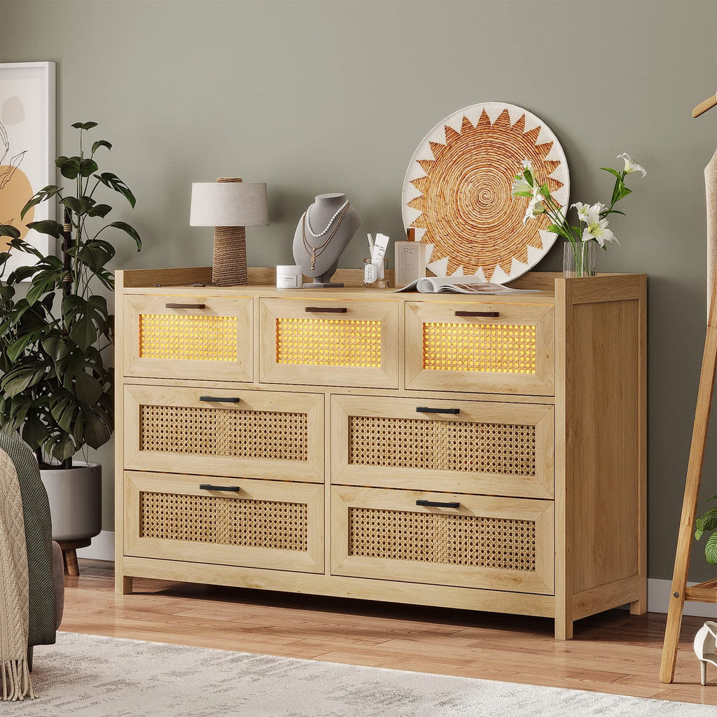 Natural 7 Drawer Rattan Dresser L31263