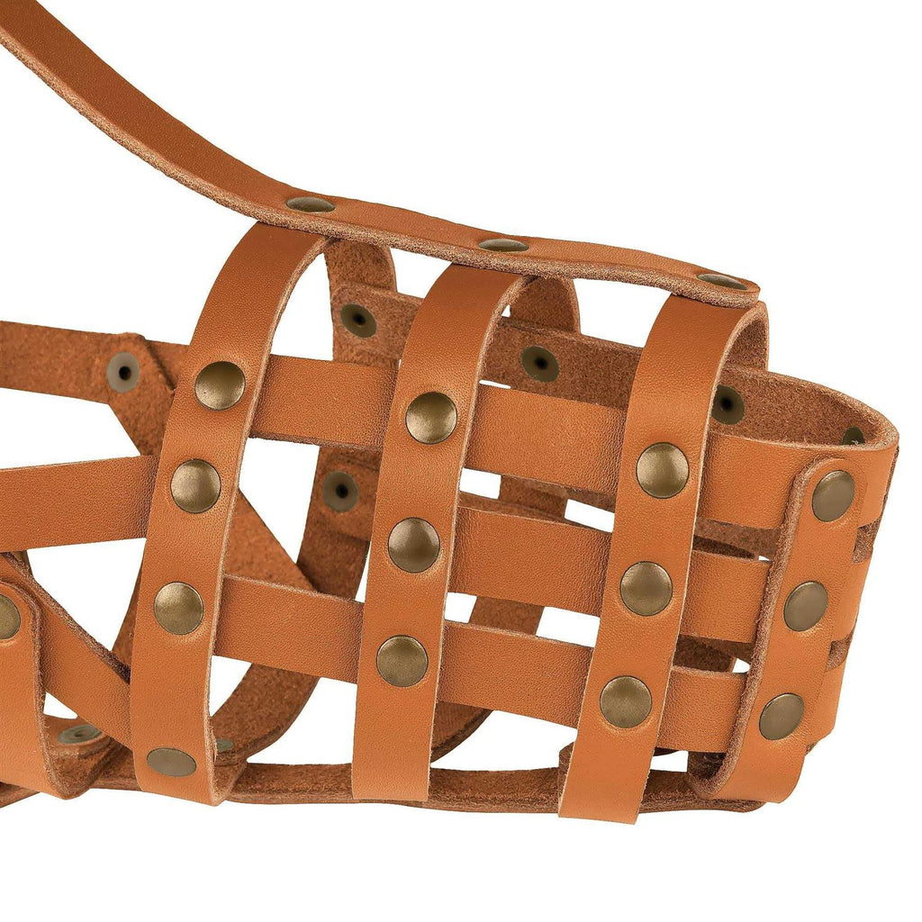 Leather Dog Muzzle Adjustable Breathable Medium Large Breeds Y319