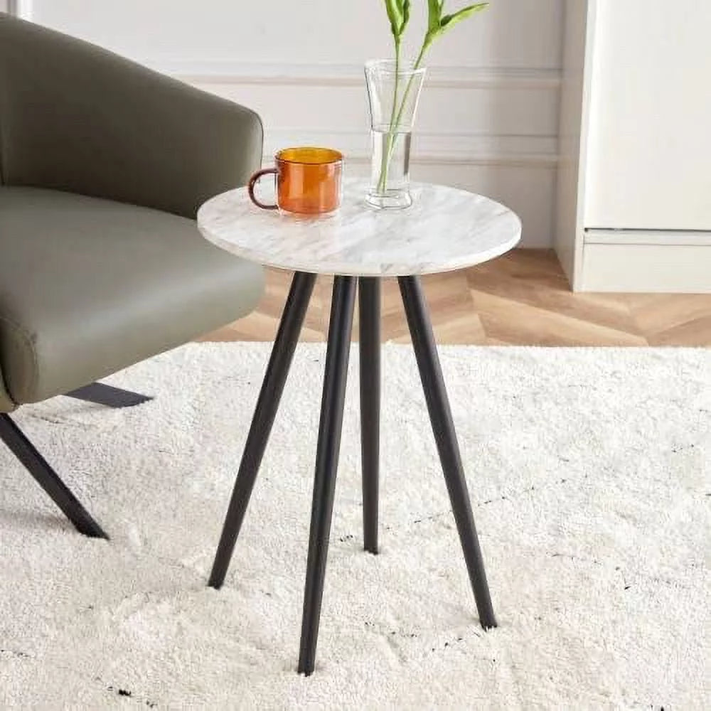 Faux Marble End & Side Table with Dark Gold Metal Legs F154113