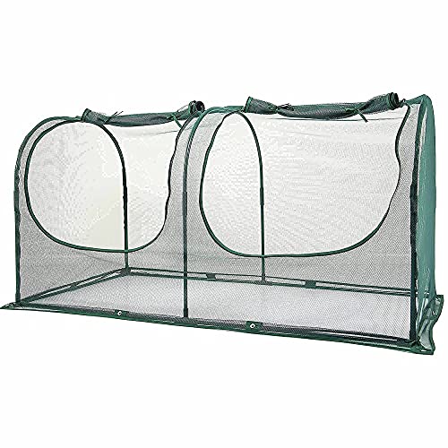Portable Chicken Run Hen Coop with Metal Frames and 10 Stakes Y8623