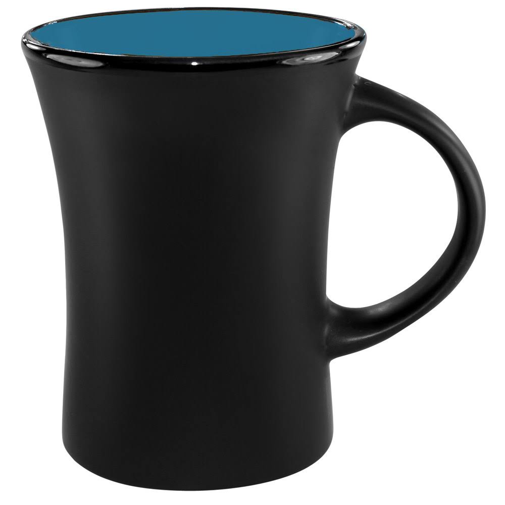 9.5 oz. Sky Blue Black Stoneware Flared Mug Q303674