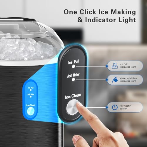 Countertop Nugget Ice Maker with Soft Chewable Pellet Ice, Self-Cleaning, Black L5197