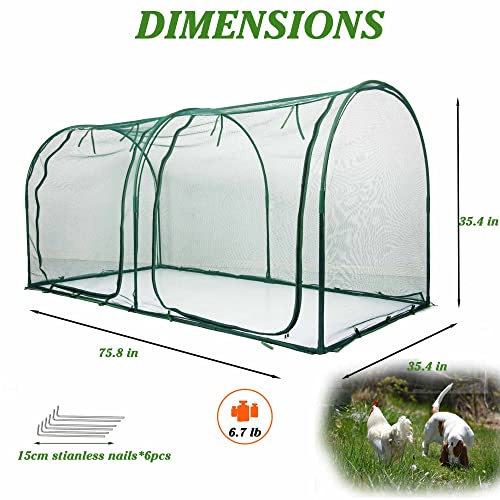 Portable Chicken Run Hen Coop with Metal Frames and 10 Stakes Y8623