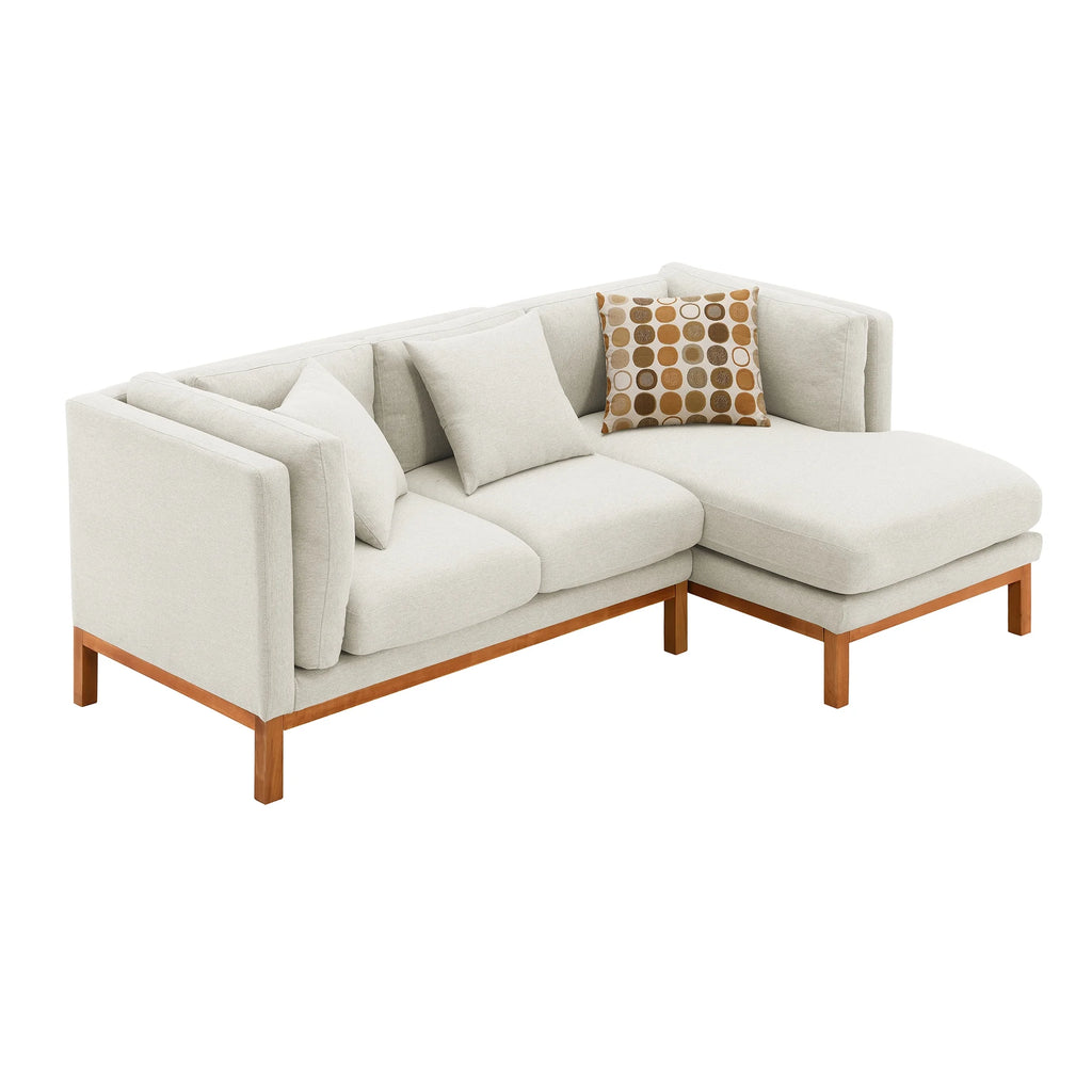 Cream Linen L Shaped Sectional Sofa with Chaise I1647