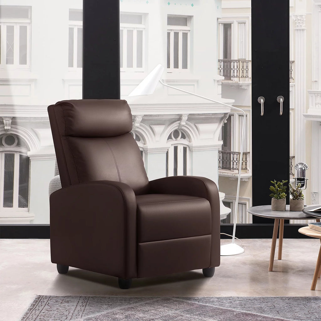 Brown PU Leather Recliner Chair I585