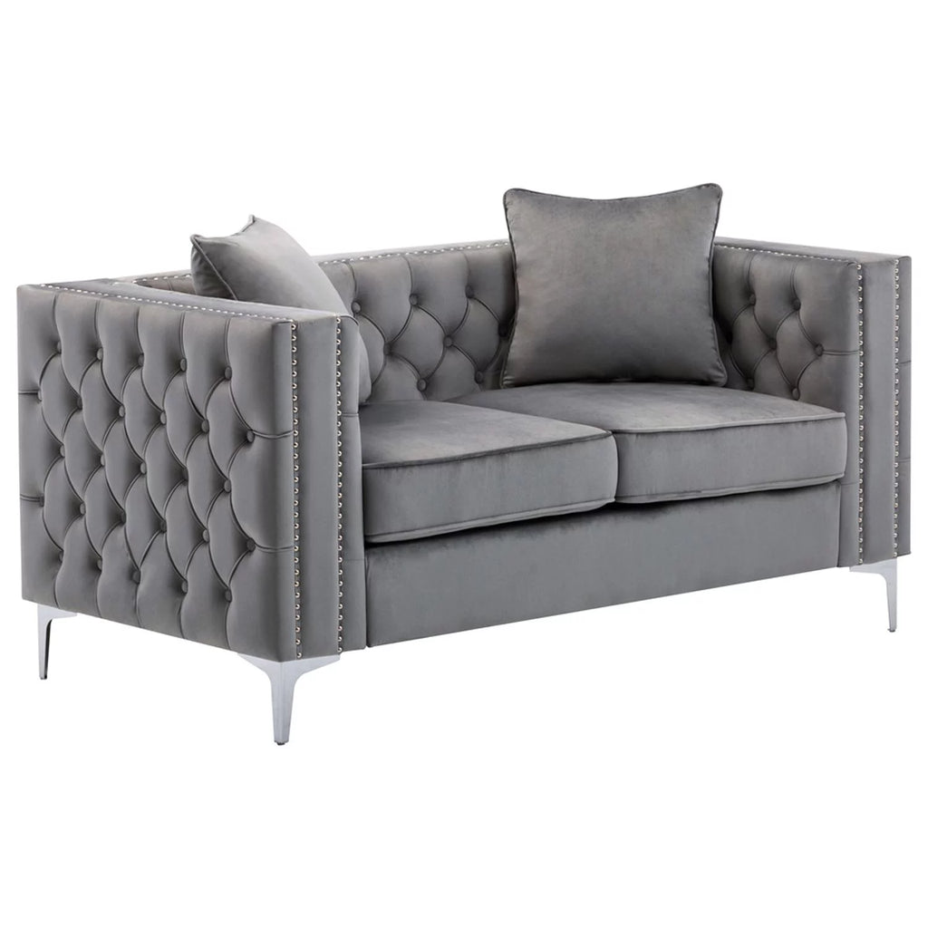 Gray Velvet Loveseat E707040