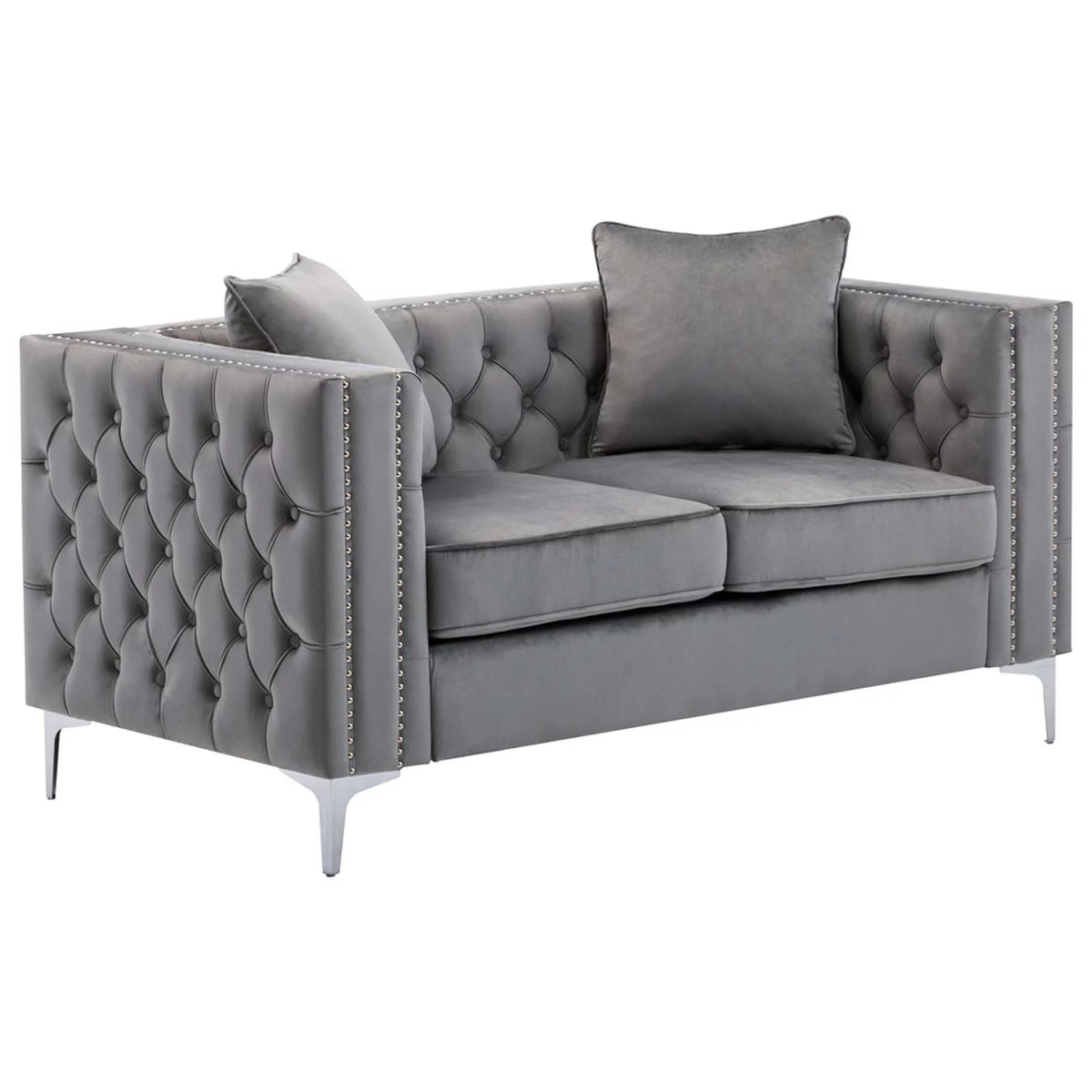 Gray Velvet Loveseat E707040
