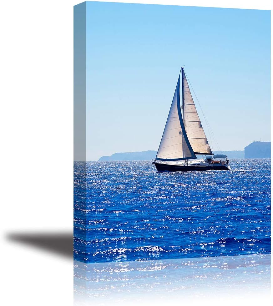 Blue Sea Sailboat Canvas Wall Art 30x20 O27892