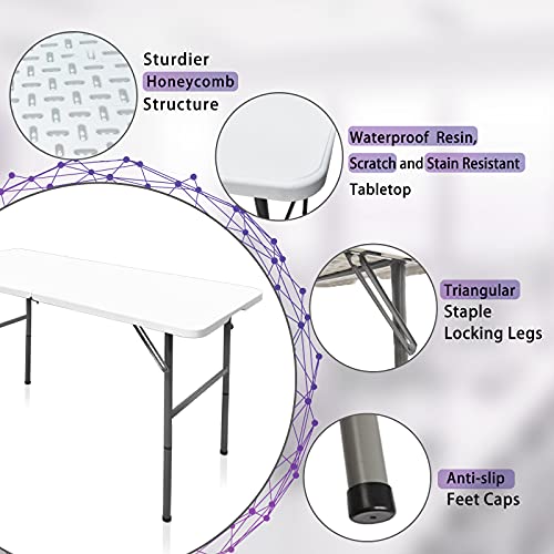 4ft Heavy Duty Portable Folding Plastic Table Z53401