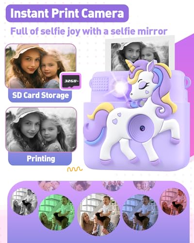Pink Instant Print Kids Camera with 32GB SD Card O738