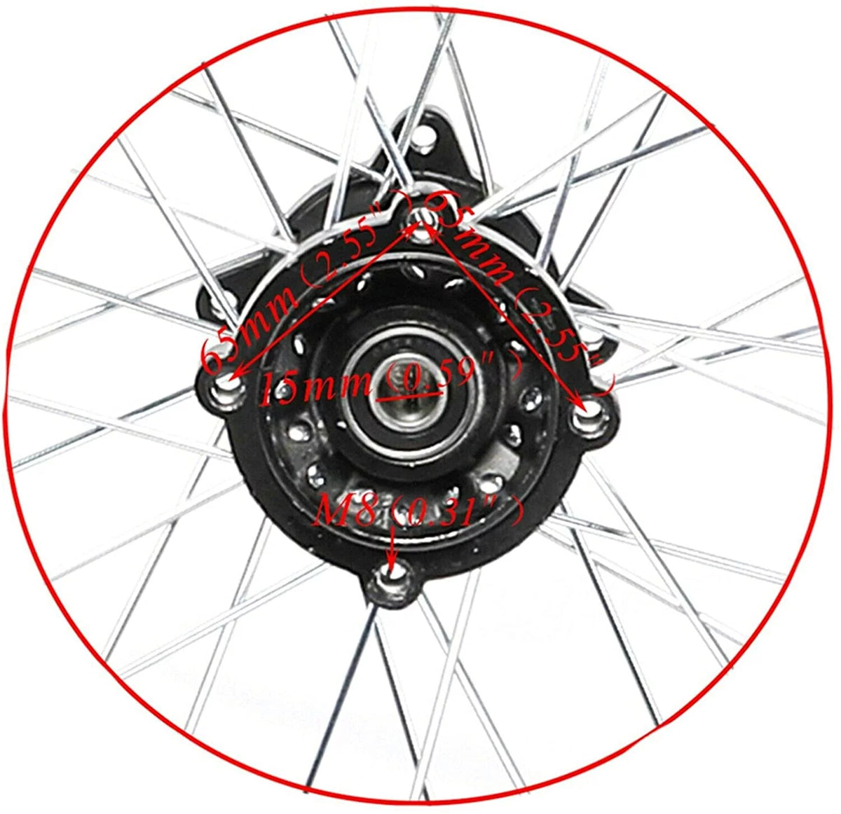 14 90/100-14 Rear Wheel Tire and Rim Inner Tube with 15mm Bearing C387474