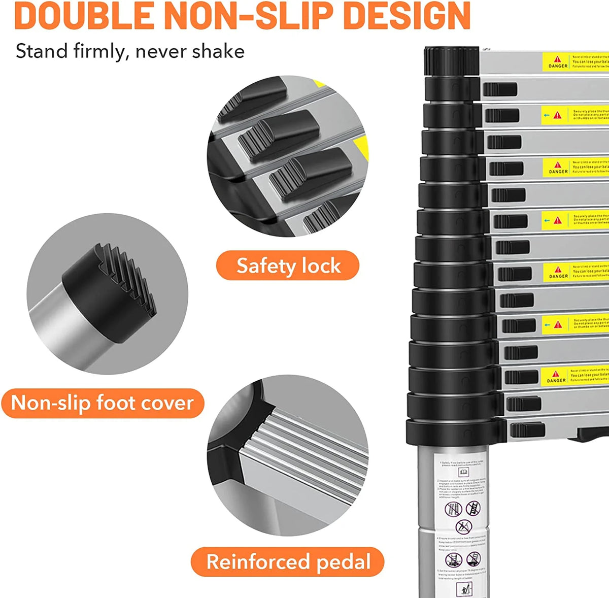 12.5FT Aluminum Telescoping Ladder, 330lbs Capacity S4056